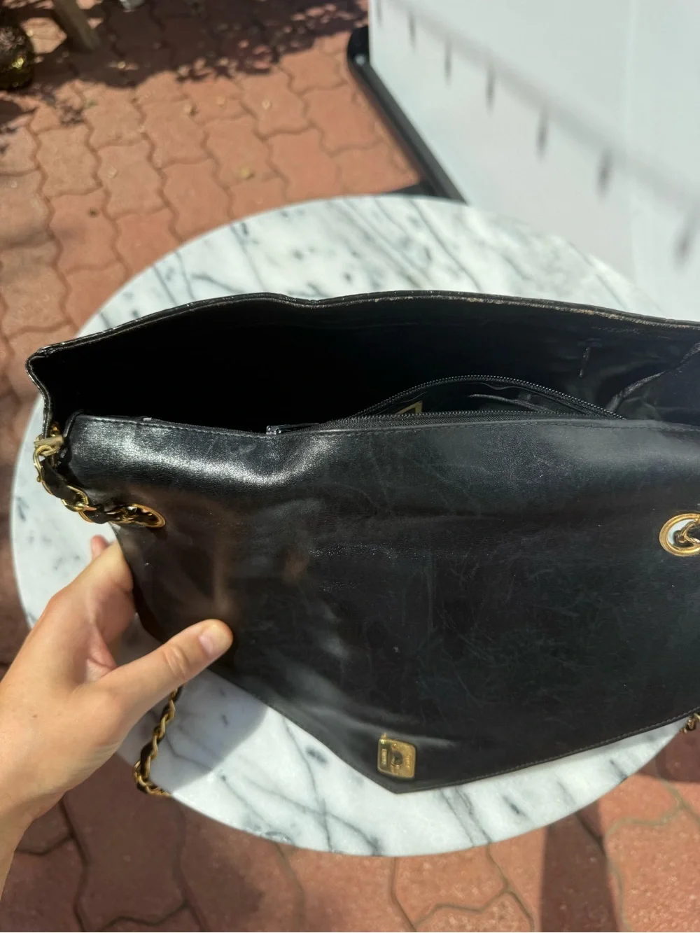 Vintage Chanel Black Crocodile Large Flap Shoulder w/ Gold HDW 1986-88, 0 Series
